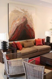 Large fluid acrylic painting in situ