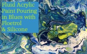 Fluid acrylic paint pour blue